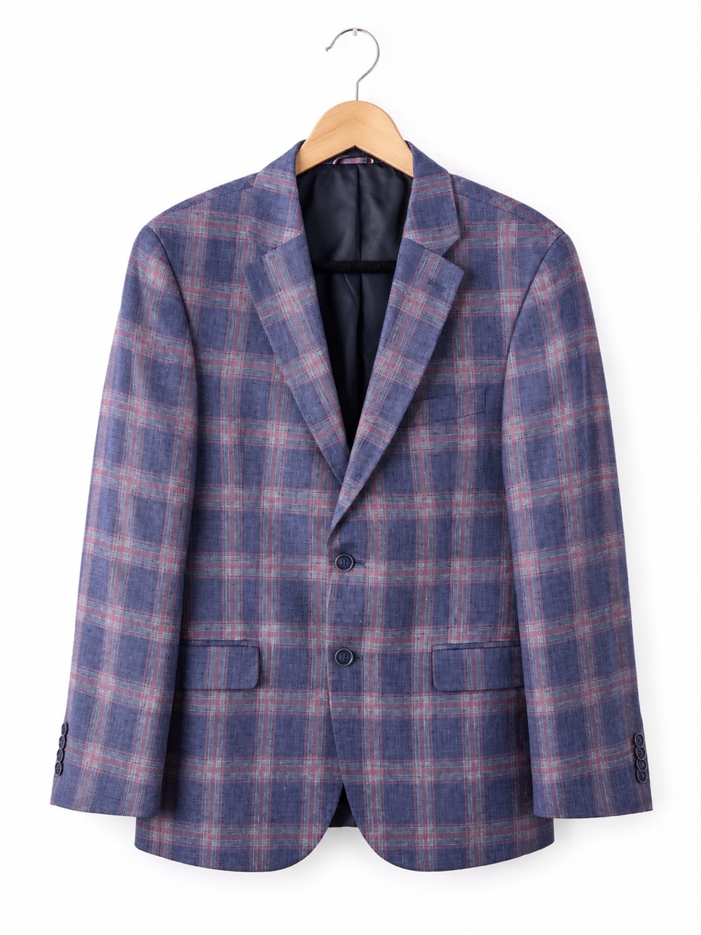 Tommy Hilfiger Navy Pink Windowpane Plaid Sport Coat Men’s Medium Classic Preppy